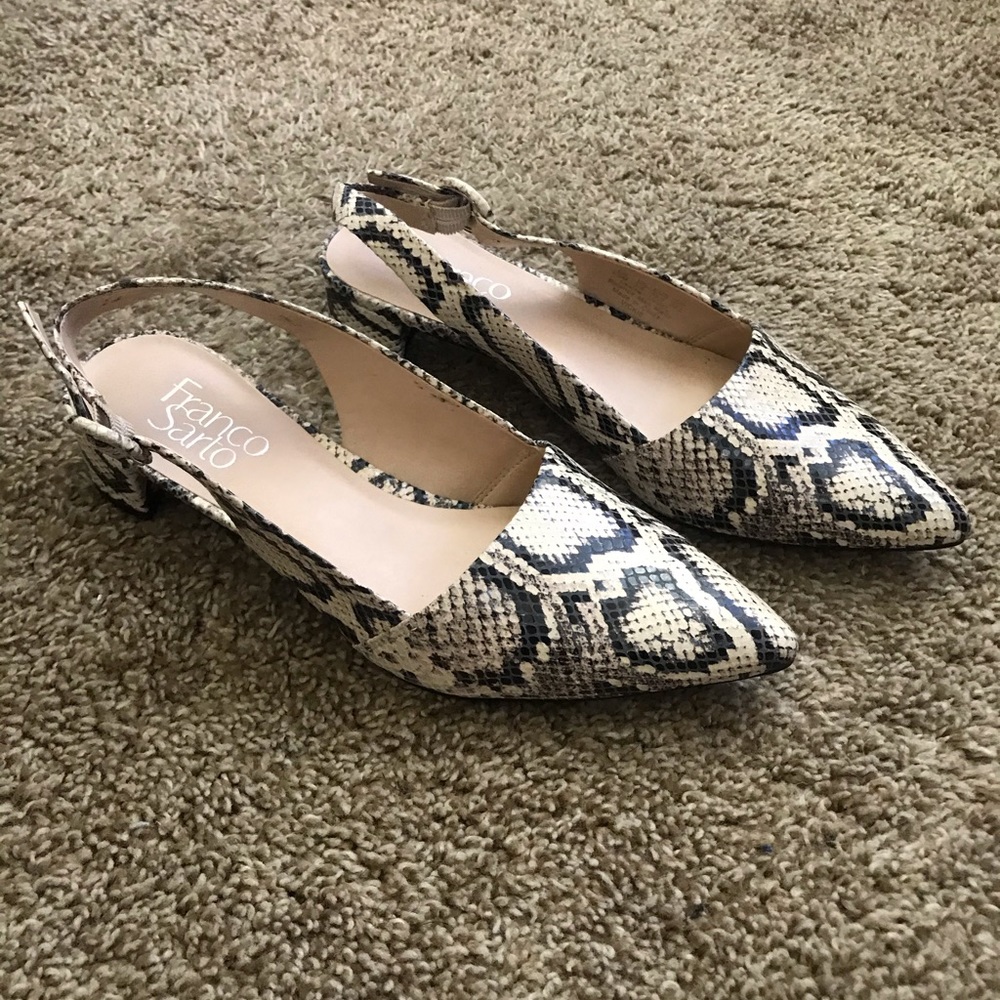 Franco Sarto | Sling-Back Low Snake Skin Heel - Picture 1 of 6